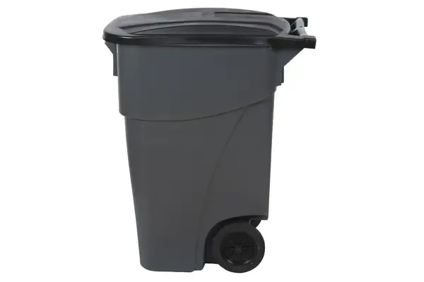 Plex P575-00898, 50 Gal Gray Rollout/Wheeled Trash Can/Container