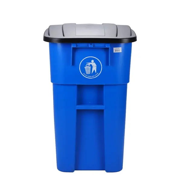 Plex P575-00899, 50 Gal Blue Rollout/Wheeled Trash Can/Container