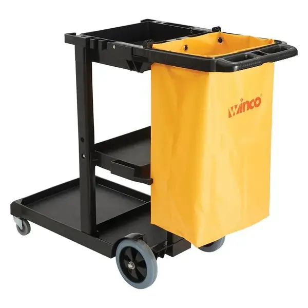 - PJC-4538, 45x18.25x38.25-Inch Janitorial Cart with 3 Shelves and Removable Bag