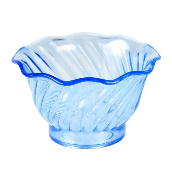 - PLDS005B, 5 Oz Blue Plastic Swirl Tulip Dessert Dish, Stackable