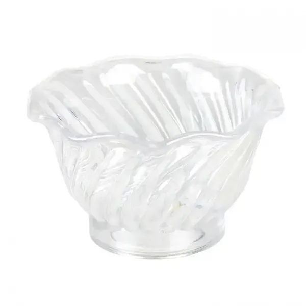 - PLDS005C, 5 Oz Plastic Clear Swirl Tulip Dessert Dish