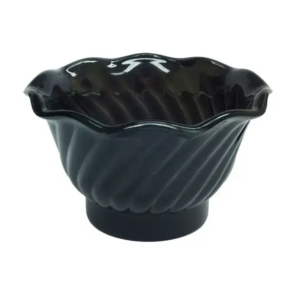 - PLDS005K, 5 Oz Swirl Tulip Shape Black Dessert Dish, Stackable