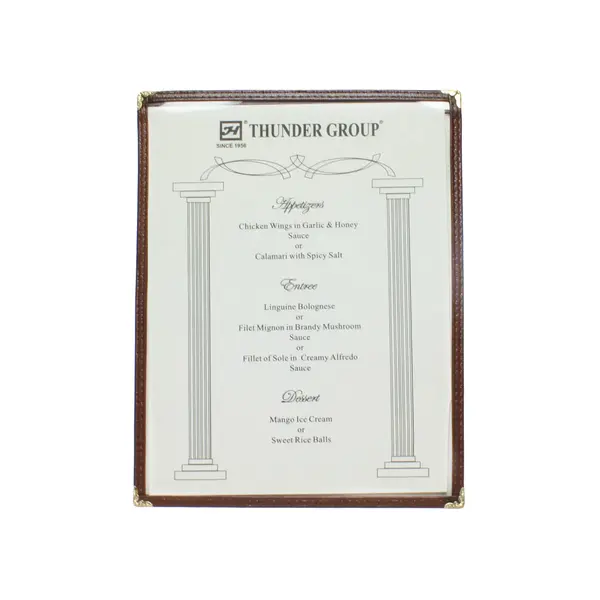 - PLMENU-1BR, 8.5x11-Inch Plastic Brown Single Pocket Menu Cover