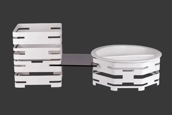 - PWB4-2530W, 9.84-Inch Square Buffet Riser, White Powder Coated Steel