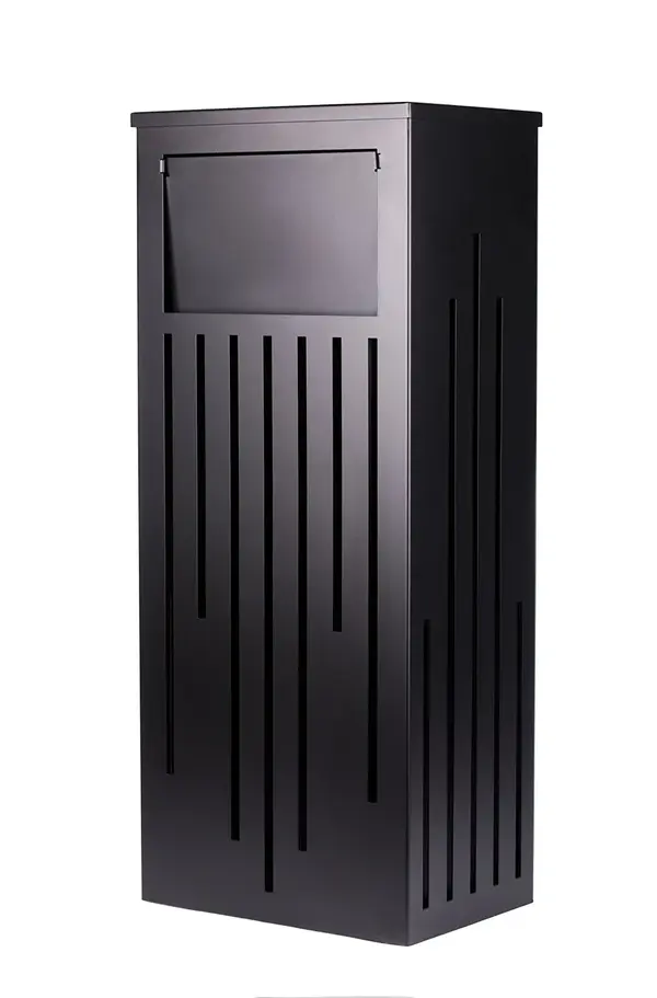 - PWG-60LB, 16-Gallon Capacity Trash Can, Black Powder Coated Steel