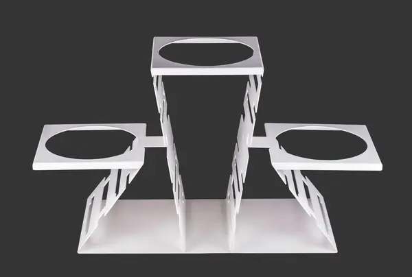 - PWT3-W, Multi-Level Buffet Riser for Three-Plates, White Powder Coated Steel