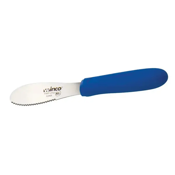 - TWP-31U, 3.6x0.25-Inch Stainless Steel Blade Sandwich Spreader with Blue Handle