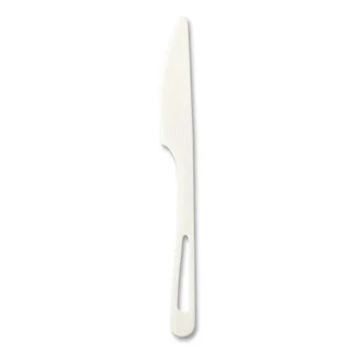 - ZVKNBR480, 7-Inch White Compostable Knife, 24/20/CS