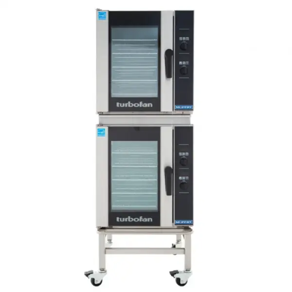 Moffat E33D5-2C, Turbofan Double Deck Half Size Digital Convection Oven with Steam Injection and Casters, 220-240V, 12 kW