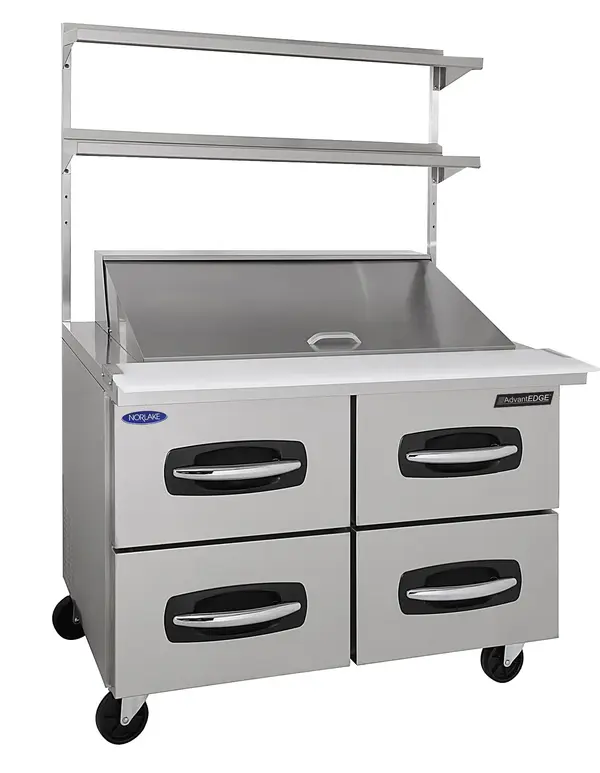 Nor-Lake AdvantEDGE NLSMP48-18-003, 48-inch 2 Door Mega Top Sandwich Food Refrigerator W/Drawers on Left