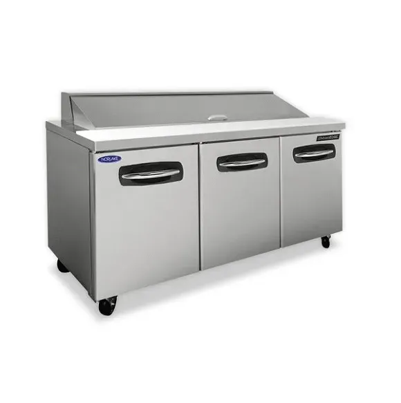 Nor-Lake AdvantEDGE NLSP72-18-004, 72-inch 3 Self-closing Doors Sandwich Food Prep Refrigerator W/Drawers in Center