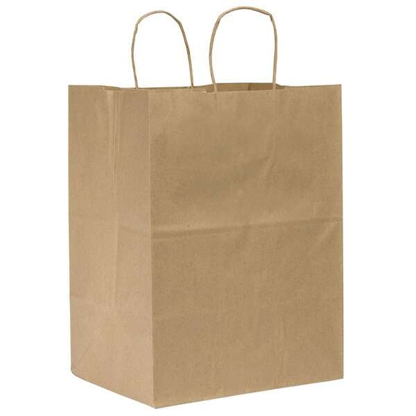 Novolex DURO 12x9x15.75-Inch #65 Kraft Paper Shopping Bag with Twisted Handles, 200/CS