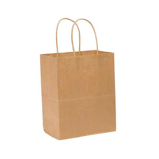 Novolex DURO 8x4.5x10.25-Inch 60# Kraft Paper Shopping Bag with Twisted Handles, 250/CS