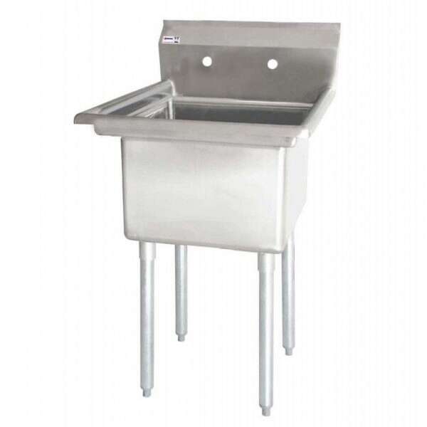 Omcan 22118, 24x24x14-inch One Tub Sink with 1.8-inch Corner Drain, No Drain Board