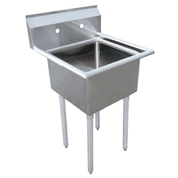 Omcan 25262, 18x21x14-inch One Tub Sink with 1.8-inch Corner Drain, No Drain Board