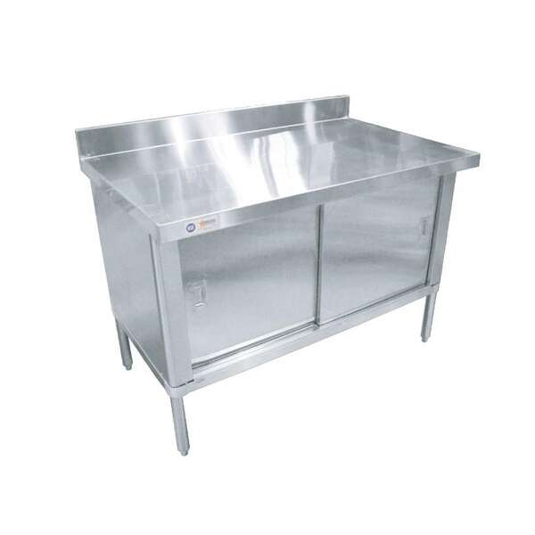 Omcan 28643, 30x60-inch 430 Stainless Steel Knock-Down Work Table with 4-inch Backsplash