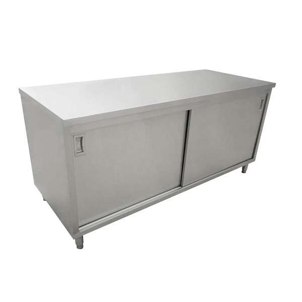Omcan 44188, 24x72-inch Stainless Steel Work Table with Cabinets and Sliding Doors