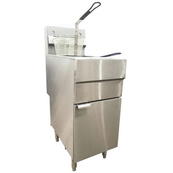 Omcan CE-CN-0025-FN, 15-inch Stainless Steel Natural Gas Floor Fryer, 120,000 BTU