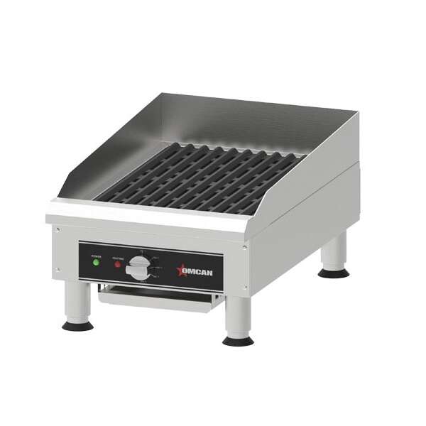 Omcan CE-CN-0350-GN, 14-inch Cast Iron Electric Charbroiler/Griddle