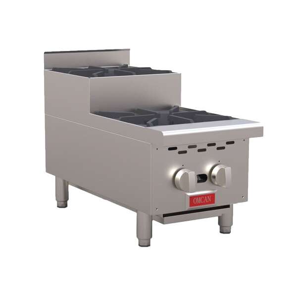 Omcan CE-CN-HP12-S, 12-inch 2 Burners Step-Up Natural Gas Hot Plate, 52,000 BTU