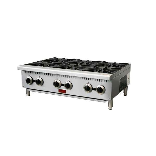 Omcan CE-CN-HP36-M, 36-inch 6 Burners Natural Gas Hot Plate, 150,000 BTU