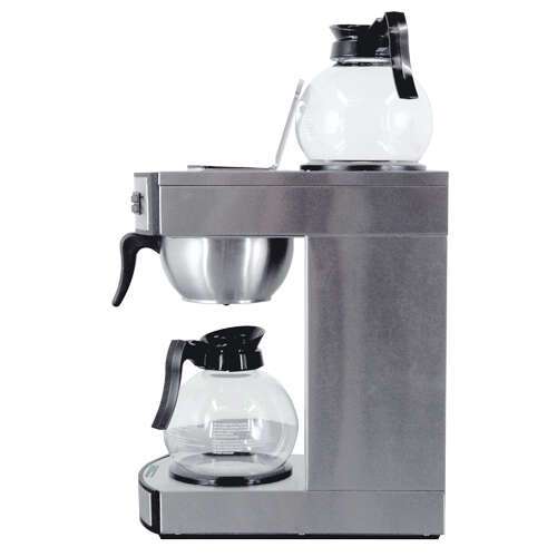 Omcan CM-CN-0002-D, 2.2 Liter Air Pot Stainless Steel Electric Coffee Maker with 2 Glass Decanter, 1650W