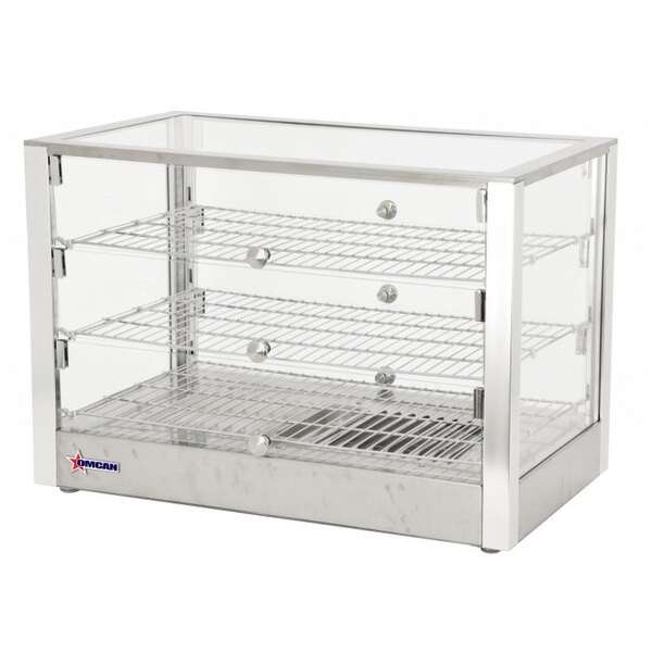 Omcan DW-CN-0115-L, 28-inch 3 Doors Countertop Stainless Steel Angled Glass Display Warmer