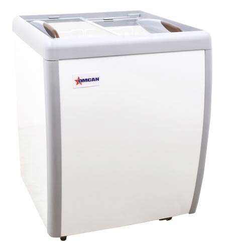 Omcan FR-CN-0160-R, 26-inch Flat Glass Top Ice Cream Display Chest Freezer, 5.5 Cu.Ft