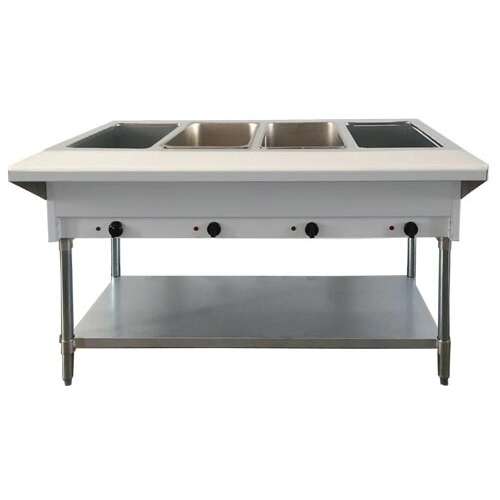 Omcan FW-CN-0004-DH, 58-inch 4 Pans Stainless Steel Open Well Electric Steam Table
