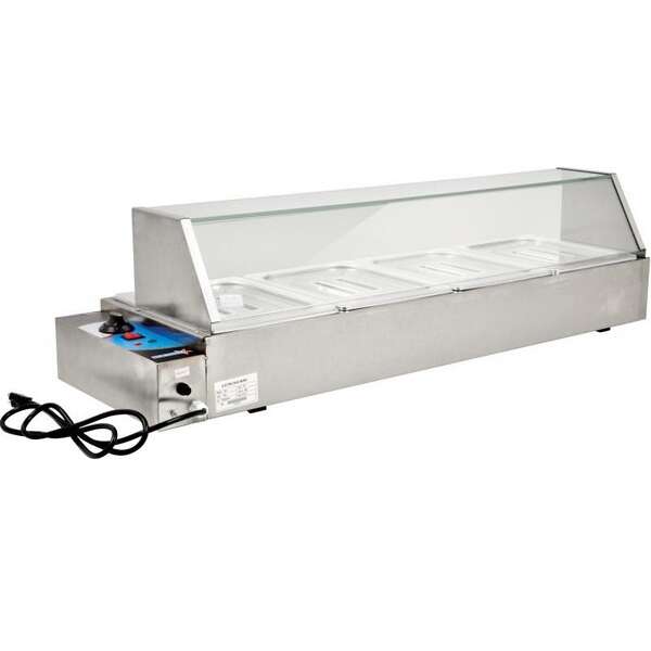 Omcan FW-CN-1170, 46-inch Stainless Steel Bain Marie with 4 Half-Size Pans, 1500W