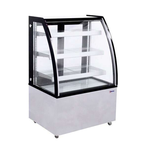 Omcan RS-CN-0271, 36-inch Stainless Steel Curved Glass Refrigerated Display Case