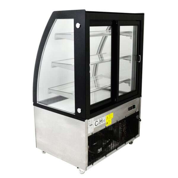 Omcan RS-CN-0271, 36-inch Stainless Steel Curved Glass Refrigerated Display Case