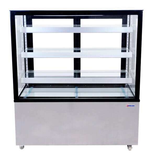 Omcan RS-CN-0371-S, 48-inch Stainless Steel Square Glass Refrigerated Display Case