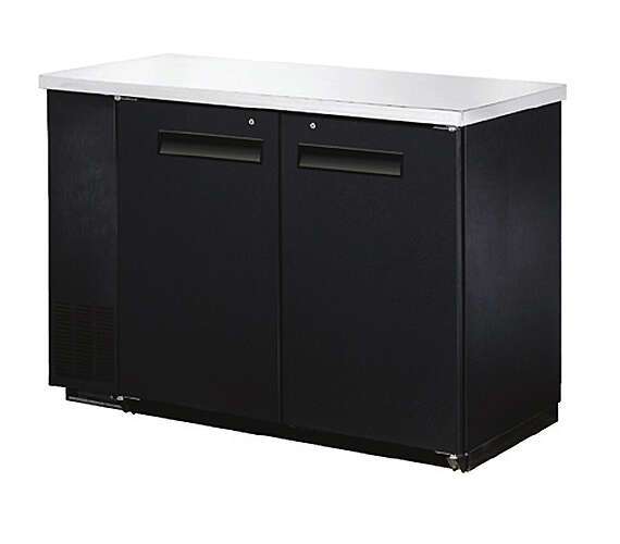 Omcan UBB-24-48F, 48.8x24.4x36.2-Inch Refrigerated Back Bar Cooler with Stainless Steel Top, 2 Solid Doors, ETL Listed, ETL Sanitation, NSF-7