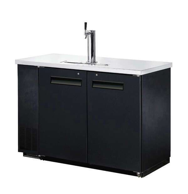 Omcan UDD-24-48, 48.8x24.4x36.2-Inch Refrigerated Back Bar Cooler with Spout and Stainless Steel Top, 2 Solid Doors, ETL Listed, ETL Sanitation, NSF-7 (Discontinued)