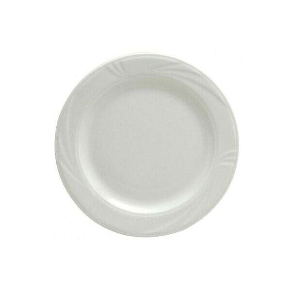 Oneida Buffalo R4510000127, 7.5-Inch Arcadia Bright White Embossed Medium Rim Porcelain Plate, 36/CS