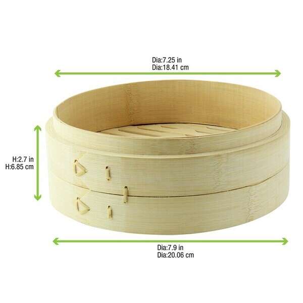 PacknWood 209BBDIM20, 25 Oz 7.9-Inch Diameter Dim Sum Large Bamboo Steamer, 10/CS