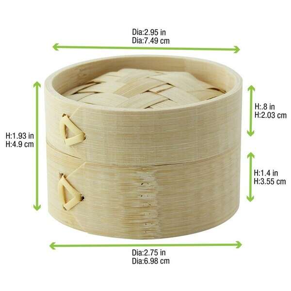PacknWood 209BBDIM7, 3 Oz 2.7-Inch Diameter Dim Sum Mini Bamboo Steamer, 200/CS