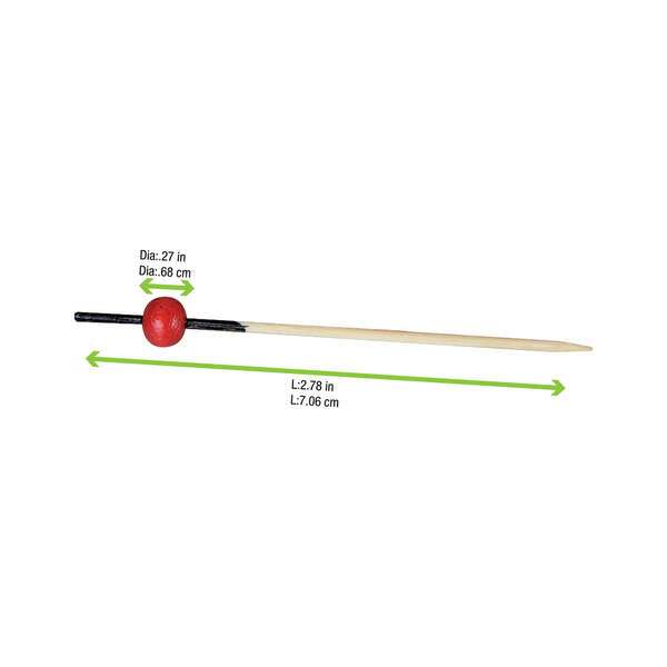 PacknWood 209BBKITA, 2.78-Inch "Kita" Bamboo Pick with Red Bead and Black End, 2000/CS
