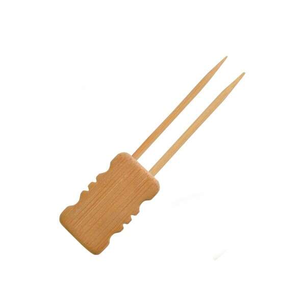 PacknWood 209BBMBOLA10, 3.9-Inch Mbola Double Prong Bamboo Skewer with Block End, 480/CS