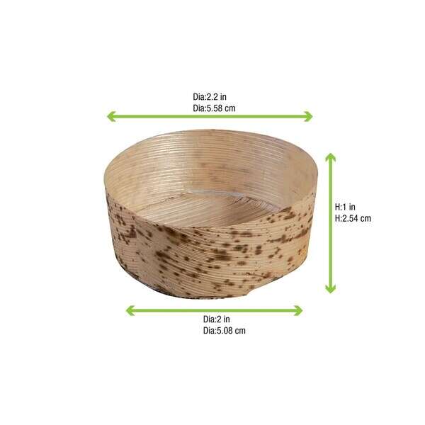 PacknWood 209BBPANR2, 1.5 Oz 2.2-Inch Dia "Anno" Round Mini Bamboo Leaf Basket, 250/CS