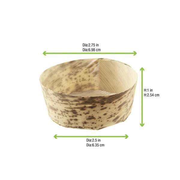 PacknWood 209BBPANR7, 3 Oz 2.75 Dia Anno Round Mini Bamboo Leaf Basket, 1000/CS