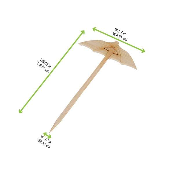 PacknWood 209BBPARA9, 3.55-Inch Chiba Bamboo Umbrella Picks, 2000/CS