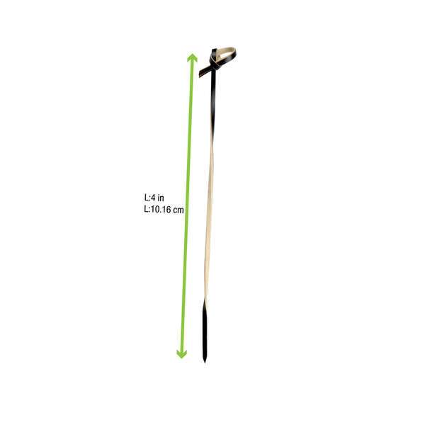 PacknWood 209BBTINGI10, 4-Inch "Tingi" Black Bamboo Looped Skewer with Twisted Stem, 2000/CS