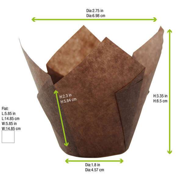 PacknWood 209CPST3CH, 2.75-Inch Dia 3 Oz "Tulip" Dark Brown Baking Cup, 1000/CS