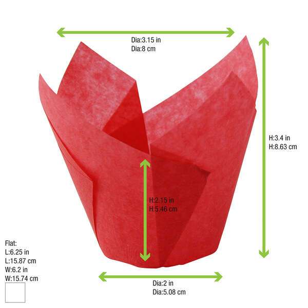 PacknWood 209CPST5R, 3.15-Inch Dia 4 Oz "Tulip" Red Baking Cup, 1000/CS