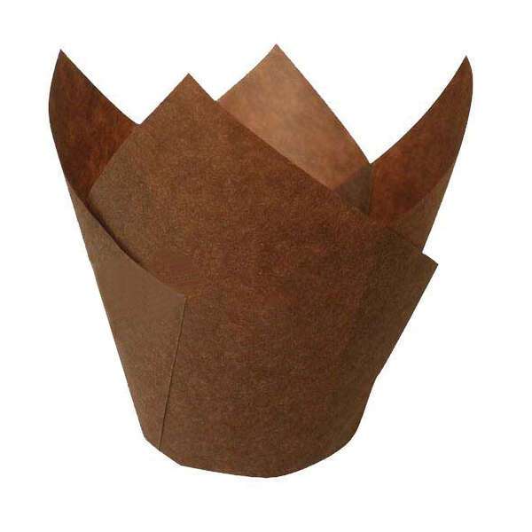 PacknWood 209CPST8CH, 4.15-Inch Dia 8 Oz "Tulip" Dark Brown Greaseproof Baking Cup, 1000/CS