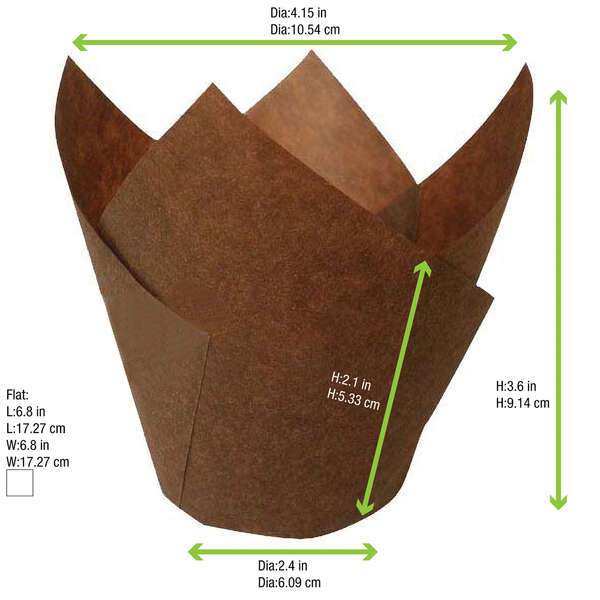 PacknWood 209CPST8CH, 4.15-Inch Dia 8 Oz "Tulip" Dark Brown Greaseproof Baking Cup, 1000/CS