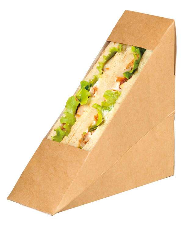 PacknWood 209KCK5212, 4.8x2x4.8-inch Kraft Double Sandwich Box w/ Window, 500/CS