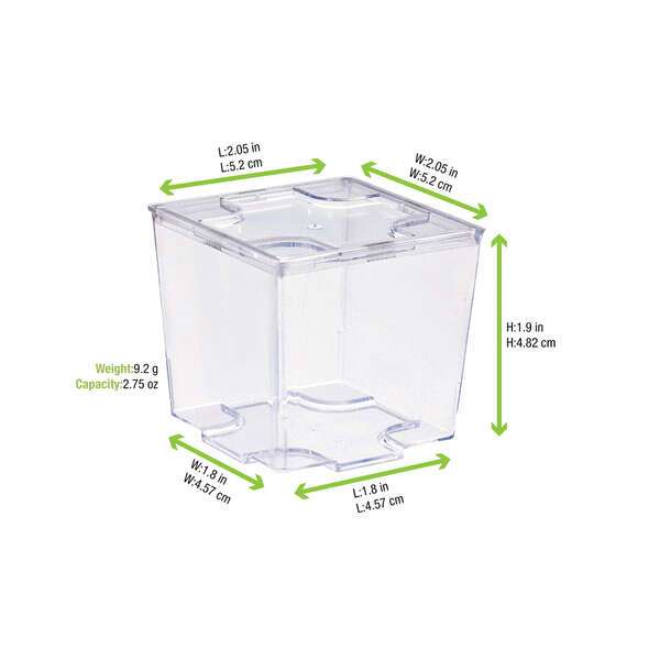 PacknWood 209MBKARA90, 2.75 Oz "Kara" Clear Cubic Mini Dish, 576/CS
